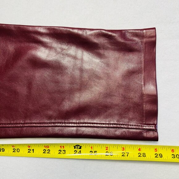 NWT $148 Joie Women's Stretch Mid Rise Straight Faux Leather Burgundy Pants Sz 2 - Picture 11 of 13